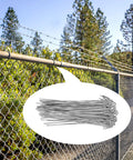 100 Pack 8 Inch Aluminum Chain Link Fence Ties For 14 Gauge Wire Ideal For Garden Fences Dog Kennels Chicken Coops And Quick Fence Repairs No Brainer Easy To Use displayed by a chain link fence