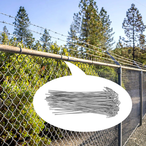 100 Pack 8 Inch Aluminum Chain Link Fence Ties For 14 Gauge Wire Ideal For Garden Fences Dog Kennels Chicken Coops And Quick Fence Repairs No Brainer Easy To Use displayed by a chain link fence