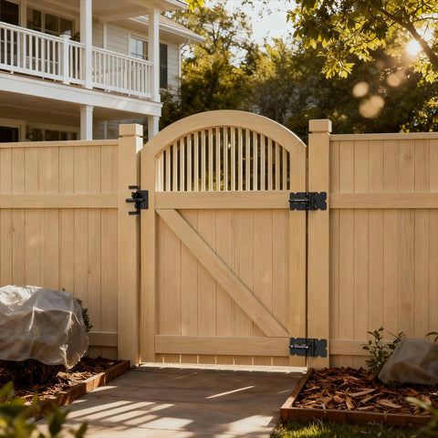 Heavy Duty Carbon Steel Fence Gate Latch for Wood and Vinyl Posts Black Powder Coated Post Mount Easy Install Includes Screws and Instructions for Rugged Outdoor Use and Long Lasting Security on wood gate