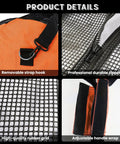 Close-up of 100L Mesh Dive Duffel Bag For Scuba Gear And Water Sports features: strap hook, durable zipper, rubber grid, handle wrap.