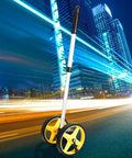 Cloimei Double Wheel Measuring Wheel Ergonomic Distance Wheel 9999m, yellow, black, aluminum alloy for surveying outdoors.