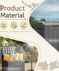 31 Gallon Weatherproof Resin Deck Box With Lid For Indoor Outdoor Storage Durable Grey Outdoor Storage Container in rain and sun