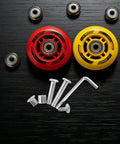 Inline Skate Axle Replacement Screws 6mm And 6.3mm Silver Alloy Bolts Provide Smooth Bearing Support For Lightweight Quad Roller Skates To Boost Handling Keep Your Rig Locked Down For Sick Rides And Cruising Without Loose Bolts Or Rust Issues. silver alloy axle screws with bearings and hex key