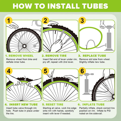 Step-by-step guide to install Two Pack 20x4 Fat Tire Inner Tube With 32mm AV Schrader Valve For 20 Inch Fat Bikes Fits 20x3.5-4.0 Tires