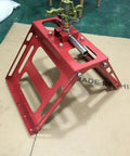 Tough As Nails Roof Sprinkler For Wildfire Defense, red metal base with copper head, adjustable for 360 degree coverage.
