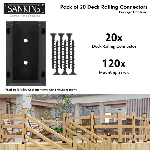 20 Pack Deck Railing Brackets For 2x4 Wood Rails Heavy Duty Black PP Plastic Mounting Brackets Railing Mount Built To Last Weather Resistant Outdoor Decks Easy Install And Secure Fit