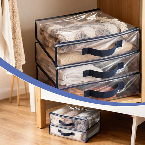 Heavy-Duty Clear Storage Bags With Zipper, 12 Pack, 12L Waterproof Moving Organizer Bags in closet, 15.7x11.8x3.9 Inch view