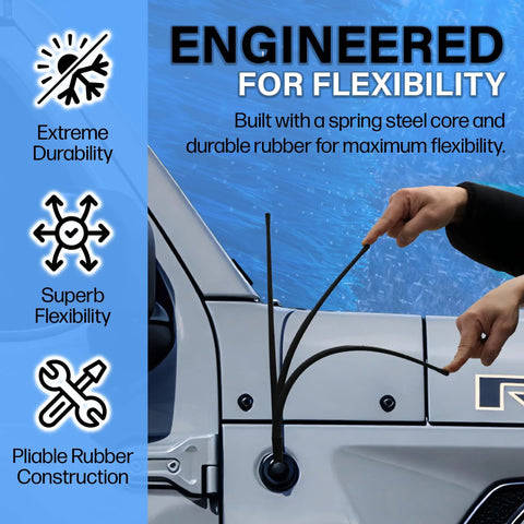 13 Inch All Terrain Flexible Rubber Antenna With Spring Steel Internal Core For Cars And Trucks, AM FM Radio Reception