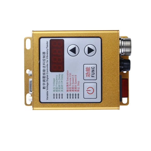 Variable Frequency Vibratory Feeder Controller For Industrial Feeding Lines, gold aluminum case with LED display
