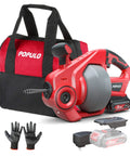 20V Cordless Drain Auger Auto Feed 25 Ft Drain Snake With Replaceable Cable 2Ah Battery Charger Storage Bag And Gloves