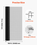 Heavy Duty Vinyl Coated Chicken Wire Mesh Roll Seventy Two By One Hundred Feet Galvanized Hardware Cloth Half Inch Grid showing precise size and mesh details.