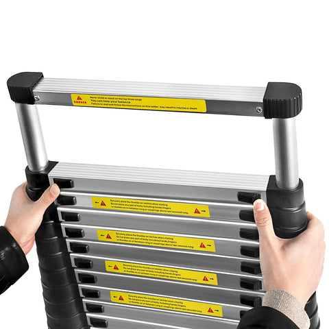 10.5 Ft Telescoping Aluminum Ladder With 330 Lb Capacity, Heavy Duty Extendable Step Ladder, Collapsible Locking Mechanism, Ideal For Attics, Indoors And Outdoors, Safe Storage And Easy Setup