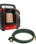 Portable Buddy Heater Bundle With 10 Feet Propane Hose Assembly For Indoor Outdoor Use 4000 To 9000 BTU Radiant Heater Ideal For Garages And Cabins Up To 225 Sq Ft