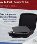 CRS Cross Figure Skating Spinner in open black carrying case with gray foam insert