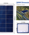 Ultra Bright 300W Solar Flood Light With 35000 Lumens Dusk To Dawn 6500K IP68 Waterproof Security Light panel dimensions.
