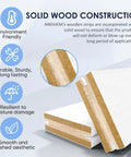 Solid wood construction details with environment-friendly wood strips, durable and moisture-resistant, smooth polished finish.