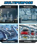 Multipurpose industrial, manufacturing, factory automation, and automotive settings illustrating M12 Female Straight 5 Pin Aviation Socket Connector With 5m Black Electrical Cable Durable PVC Metal Housing Industrial Grade Sensor Plug For Automation And Robotics IP Rated Waterproof Built Tough Plug In Ready applications