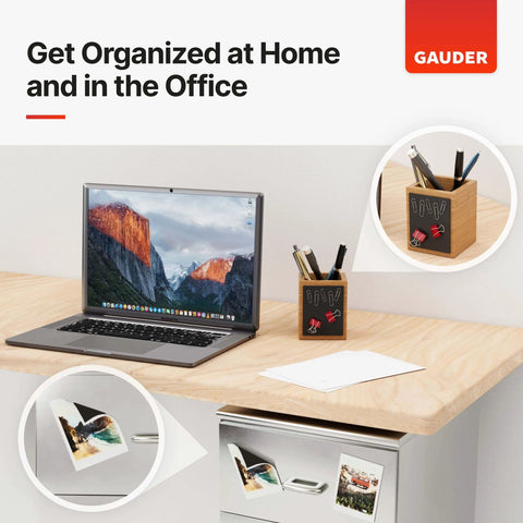 Office setup with Adhesive Backed Magnetic Sheets 8x10 Inches Black 3 Pack For Fridges Whiteboards And Metal Surfaces holding photos.