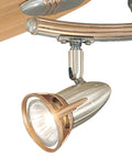 Close-up of spot light kit with GU10 bulb on 44 Inch Indoor Ceiling Fan With Light And LED, Brushed Nickel Copper Accents.