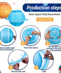 Production steps for Eight Pack 12 Inch Space Paper Lanterns With Hanging Planets, Two Sizes, solar system decorations