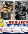 Heavy Duty Fryer Oil Filter Bags Keep Kitchen Gunk Out And Stretch Your Fry Oil Supply With Smooth Pulling Micro Mesh Strainers for oil filtration.