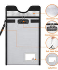 Go-To Fireproof Document Safe With Lock 5200F showing front view with combination lock, zipper pouch, and label slot