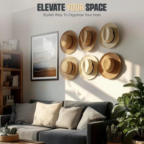 Heavy Duty Adhesive Hat Hooks For Wall Six Pack Super Slick Design Cowboy Hat Rack And Wide Brim Hat Organizer Solid Grip No Drill Hangers To Keep Your Room Looking Fresh