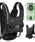 Lightweight Running Vest With 2L Water Bladder, black hydration chest pack with reflective details for hiking and cycling