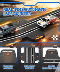 9.86Ft 2-In-1 Slot Car Track Set With Four Cars Dual Racing Mode Battery Or Electric Power visible lap counter