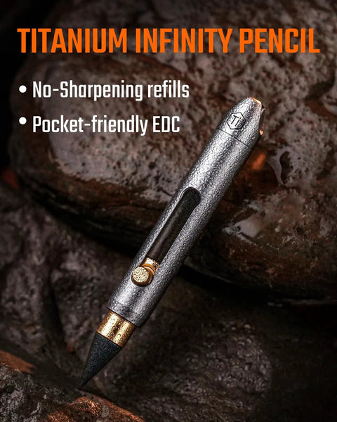 Titanium Mini Infinity Mechanical Pencil Ultra Lightweight Compact Retractable Tip Portable Keychain Writing Tool