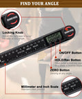 Handy Angle Finder Protractor With 7 Inch Ruler For Woodworking Carpentry And Construction DIY Friendly Readout With Buttons and Scale