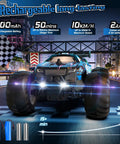 All Terrain Remote Control Car For Kids And Beginners 1:20 Scale Dual Motor RC Truck with LED Lights on a racing track at night