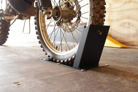 Recessed Motorcycle Wheel Chock for Trailers, Heavy Duty Powder Coated Steel Construction, Keeps Your Ride Locked In During Transit
