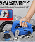 Handheld Electric Grout Cleaner with dust free design shown with ergonomic grip and adjustable depth feature for tile gap cleaning.