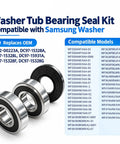 Heavy Duty Washer Tub Bearing And Seal Repair Kit For Front Load Machines compatible with numerous Samsung models, showcasing bearings.