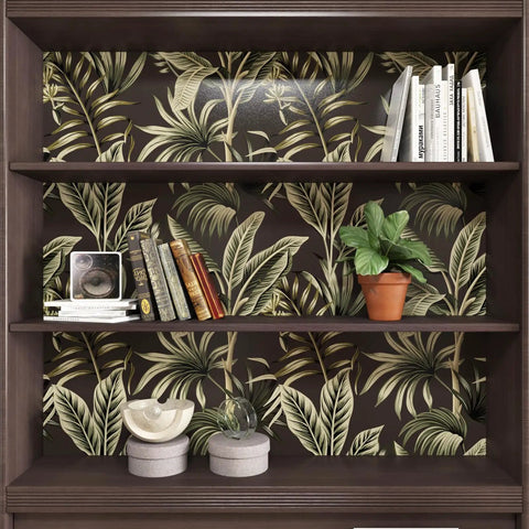 Tropical Floral Peel And Stick Wallpaper With Palm Leaves For Walls And Cabinets Removable Two Sheets Easy Install Seamless Pattern