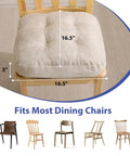 Memory Foam Dining Chair Cushions Set of 4, Tufted Indoor Chair Pads With Non Slip Ties, Ultra Comfy, Beige, 16.5 x 16.5 x 3.5 Inches