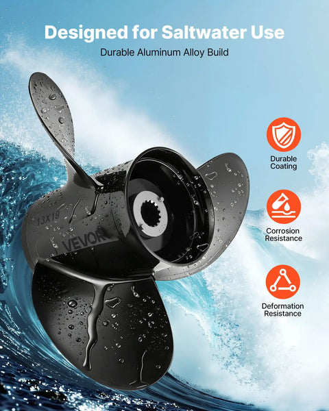 Upgrade Aluminum Outboard Propeller For Mercury Engines 40 140 HP 15 Spline 3 Blade Right Hand Rotation Gearcase 4 Inch Beefy OEM Replacement Boat Prop Direct Fit For Easy Install And Long Lasting Performance