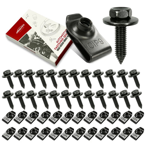 Go-To 50-Piece Automotive Body Bolts And Screws With U-Nut Clips Kit for repairs on fender bumper splash shield liner