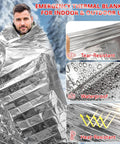 Extra Large 84 Inch By 63 Inch Thermal Mylar Emergency Blanket Kit for outdoor winter use with tear and heat-resistant features.