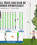 Extendable 30 Ft Manual Pole Saw Workhorse With Pruner Blade And Scissors Set Nine Fiberglass Poles For Tall Branches