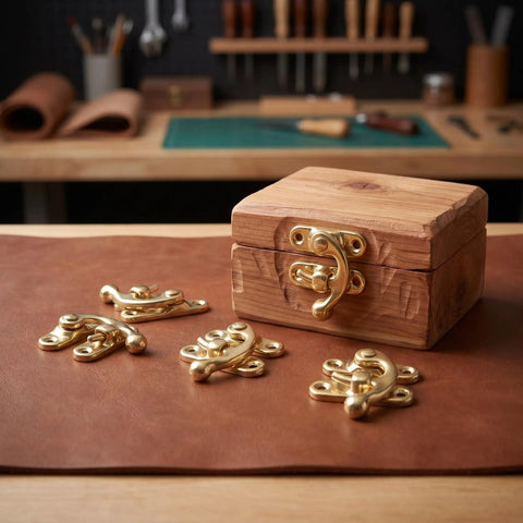 Vintage Swing Bag Clasp Closure Lock Retro Latch For Jewelry Boxes And Wooden Chests Golden Metal Buckle Hardware displayed