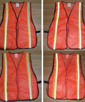 Snap Up These Super Bright 10 Pack High Visibility Safety Vests With One Inch Reflective Strips Featuring Killer 360 Coverage On Breathable Mesh For Unisex Construction Or Night Jobs in orange and yellow details.
