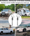 Beefy Universal Exhaust Hanger Bracket For Cars And Trucks Flexible Swivel Muffler Tailpipe Hanger with four vehicle images
