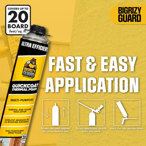 Pro Level Heavy Hitter Closed Cell Spray Foam Insulation Kit With Dependable Trigger Gun, 20 sq. ft. coverage, suitable for insulation.