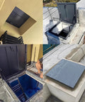 All Weather Heavy Duty Aluminum Roof Hatch Cover Attic Access Lid For Outdoor Roofs And Skylights Rust Resistant Leakproof Seal Emergency Access Yard Ready And School Factory Home Use 65x45cm, open and closed