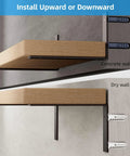 6 Pack Heavy Duty 12 Inch Black L Shelf Brackets for Floating Shelves installed on concrete and drywall