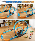 Epic Kids Race Track Gift Set With 35 Plus Pieces Four High Speed Die Cast Cars Four Action Loops And Endless Configurations setup