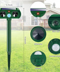 4 Pack Upgraded Sonic Ultrasonic Deer Repellent Devices With Solar Power Waterproof Outdoor Motion Sensor Deterrent For Cats Squirrels Rabbits Raccoons Skunks In Your Yard, 14.8-inch stake