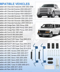 Rear Parking Brake Hardware Kit Compatible With Chevy Silverado Suburban Avalanche Express Dodge Ram Ford F Series GMC Savana Sierra Direct Replacement Fits 1500 2500 3500 And E250 E350 Vans with compatible vehicles list and product components.